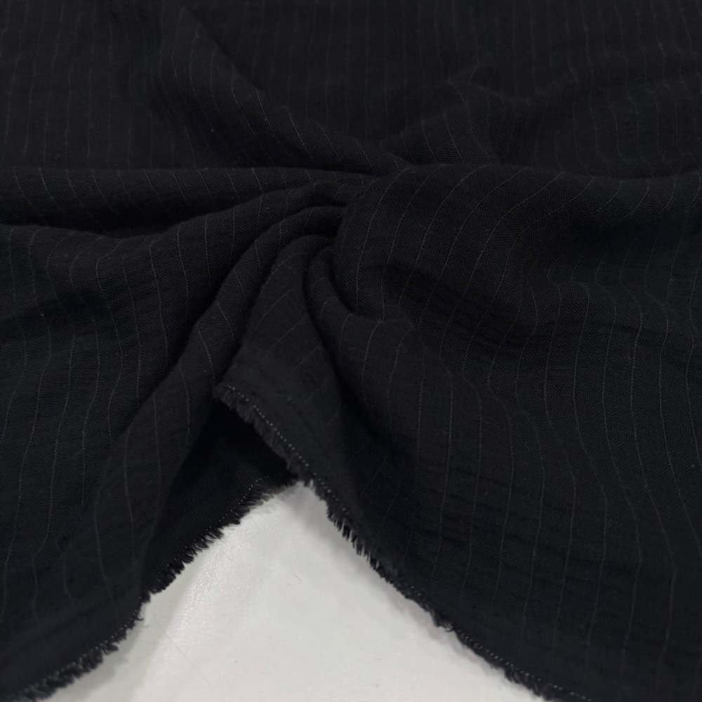 Çizgili Müslin Kumaş Siyah