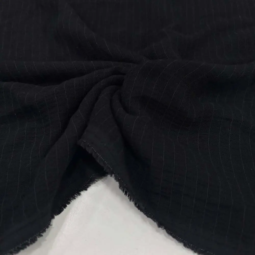 Çizgili Müslin Kumaş Siyah