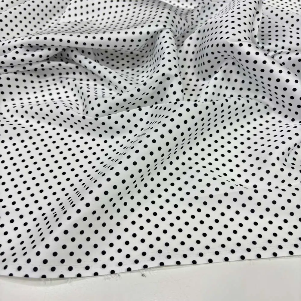 Puantiyeli Saten Kumaş Siyah- Beyaz