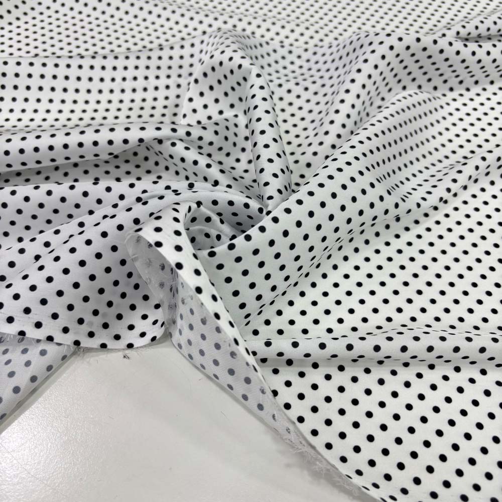 Puantiyeli Saten Kumaş Siyah- Beyaz