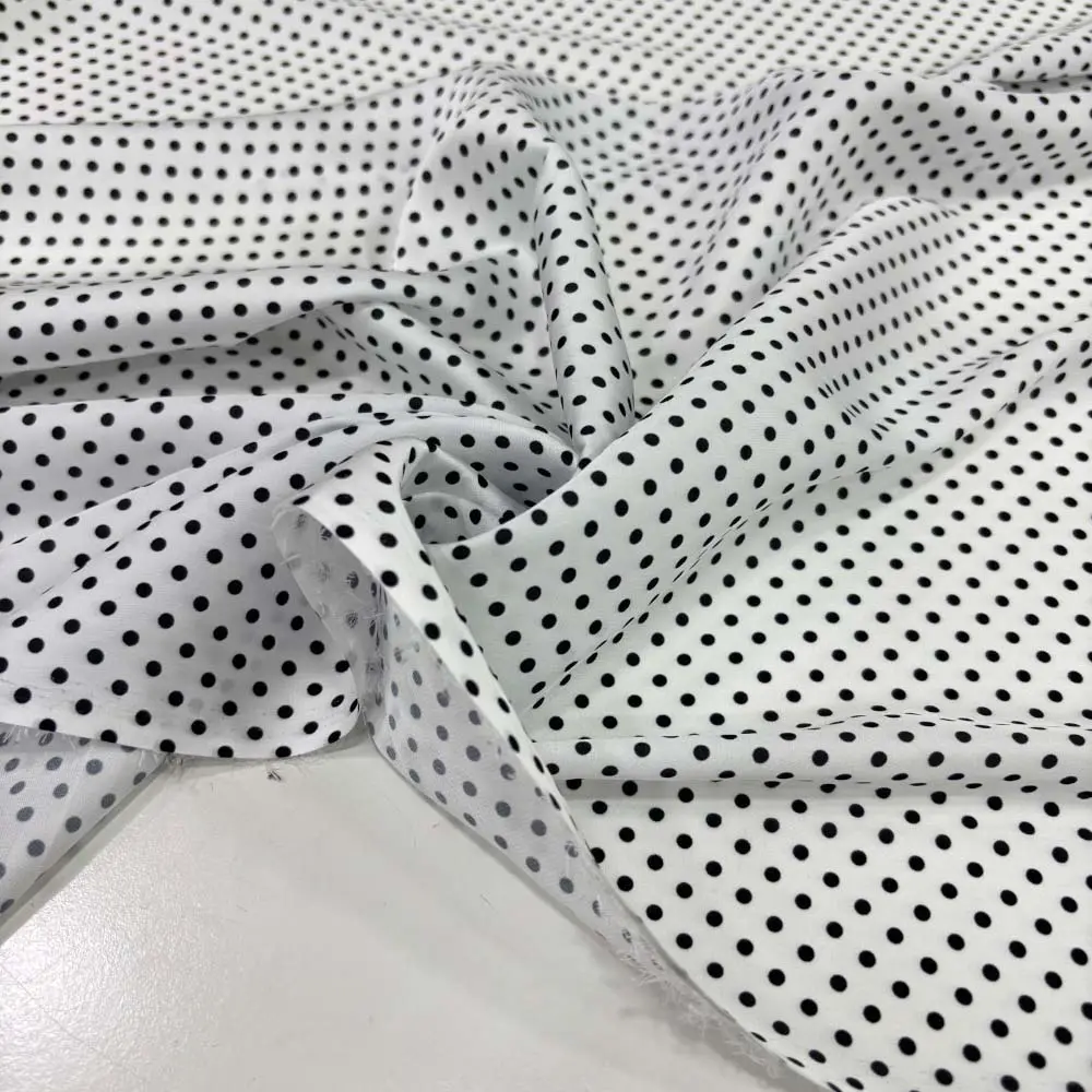 Puantiyeli Saten Kumaş Siyah- Beyaz