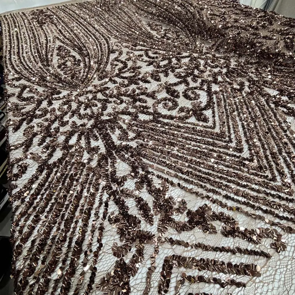 Pul İşlemeli Kumaş Bakır Pul İşlemeli Kumaş Bakır