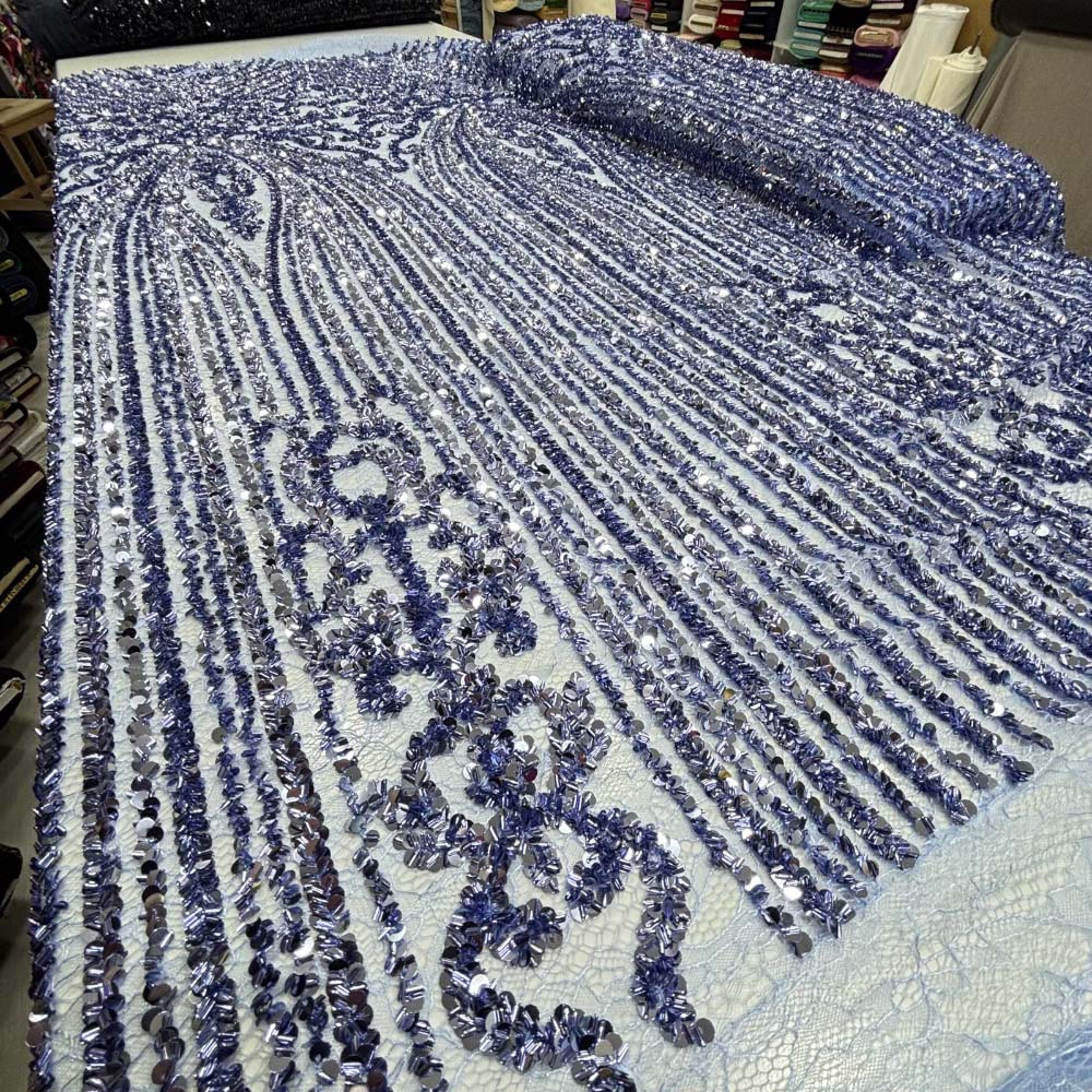 Pul İşlemeli Kumaş Mavi Pul İşlemeli Kumaş Mavi