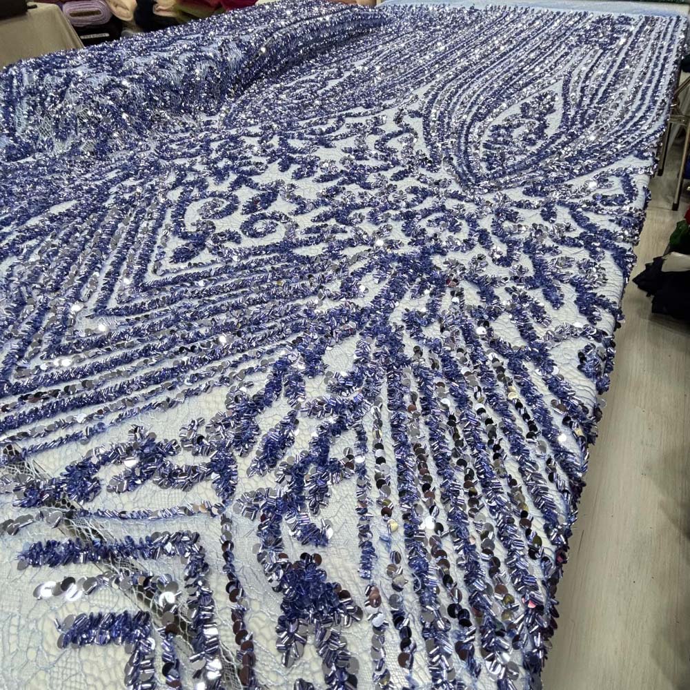 Pul İşlemeli Kumaş Mavi Pul İşlemeli Kumaş Mavi