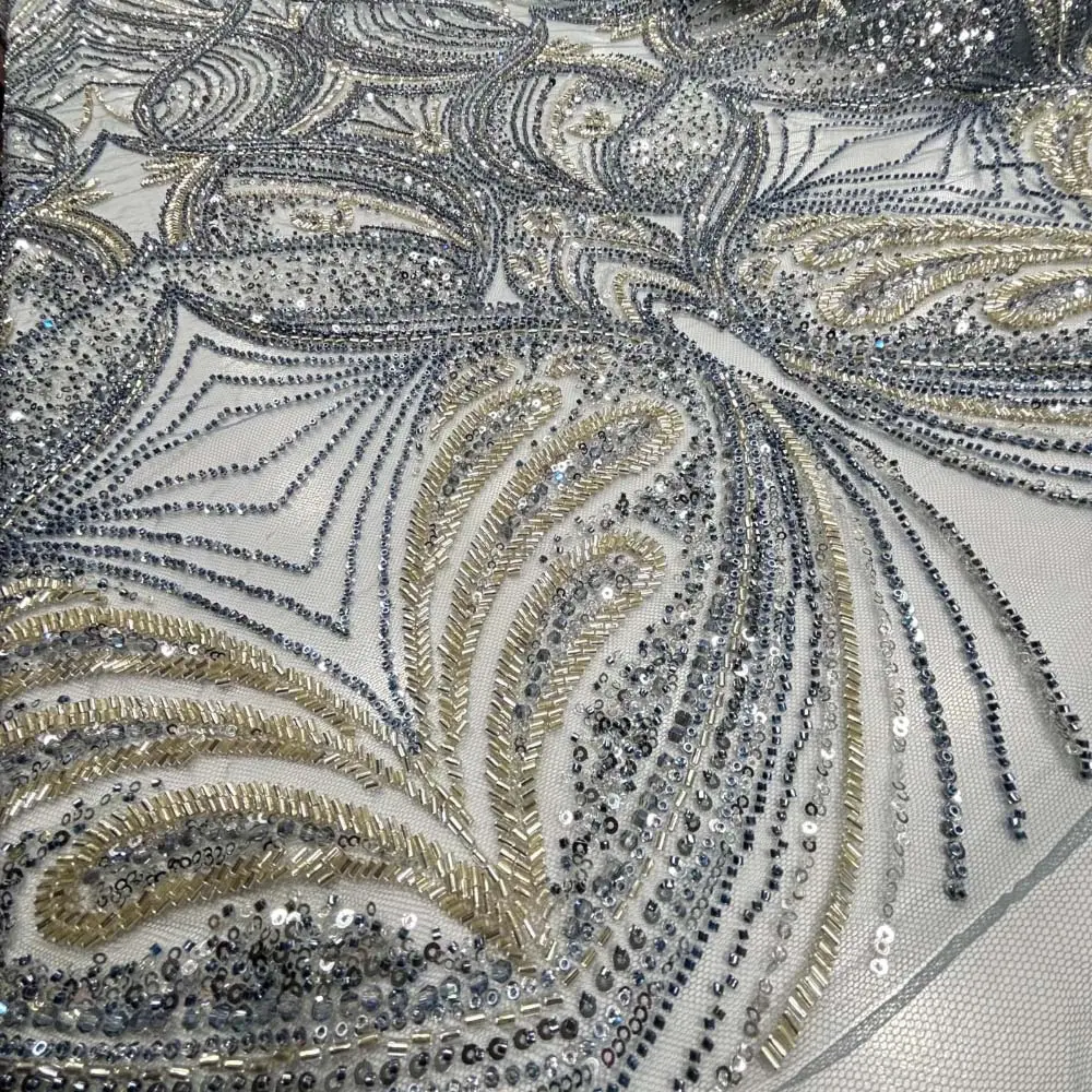 Taşlı Dantel Kumaş İndigo Mavi