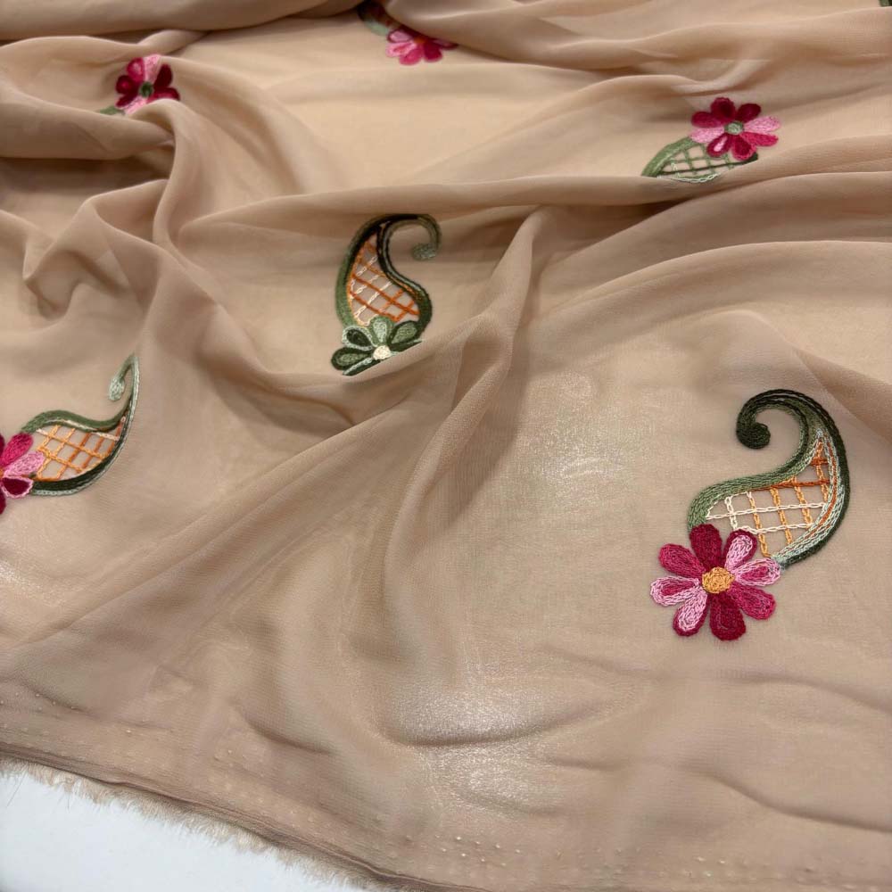 Nakışlı Şifon Kumaş Camel Nakışlı Şifon Kumaş Camel